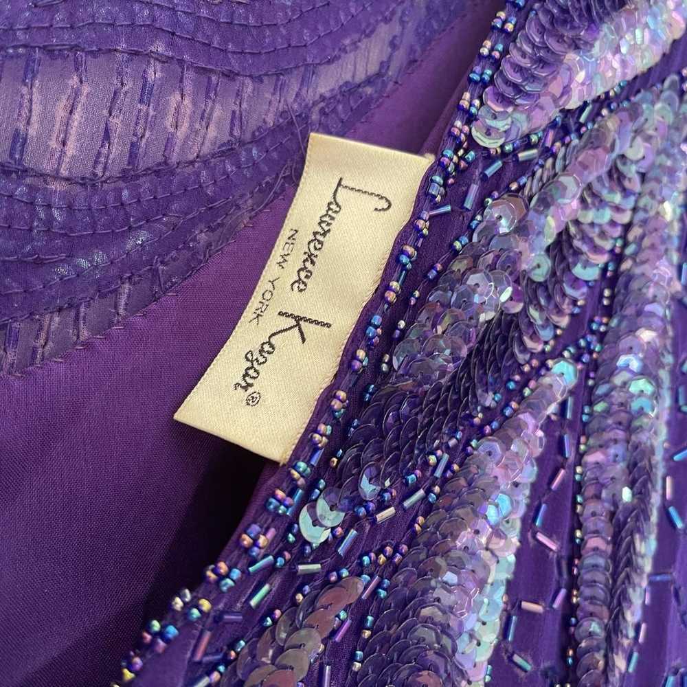 Exquisite Laurence Kazar Purple Beaded Sequin Sil… - image 3
