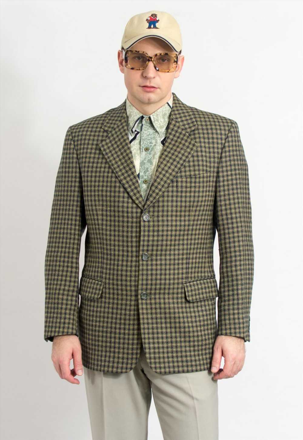 Vintage plaid wool blazer tailored jacket men siz… - image 3