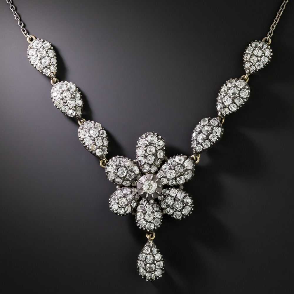 Victorian Diamond Flower Petal Necklace - image 1