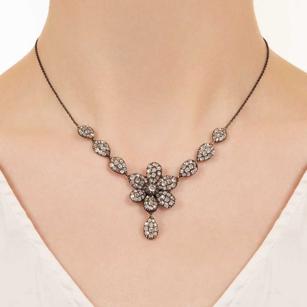 Victorian Diamond Flower Petal Necklace - image 3