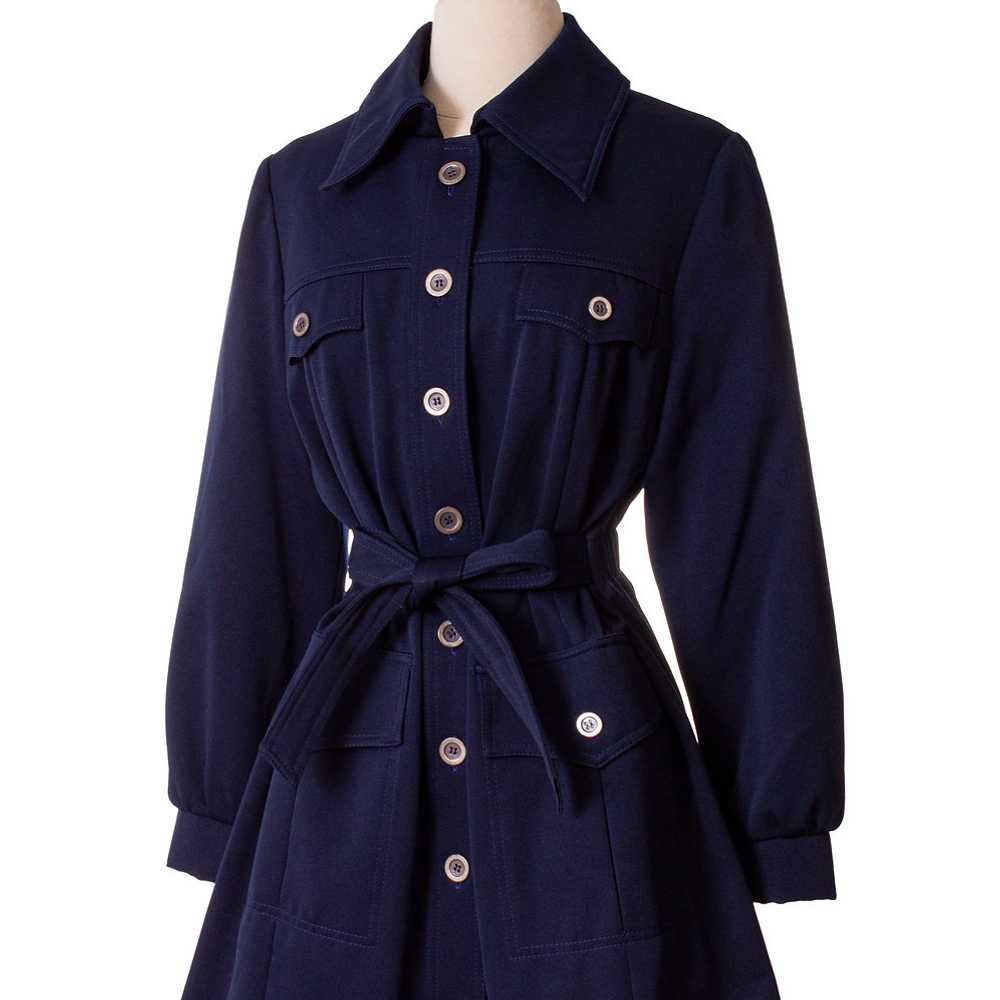 1970s Navy Blue Fitted Raincoat - image 3