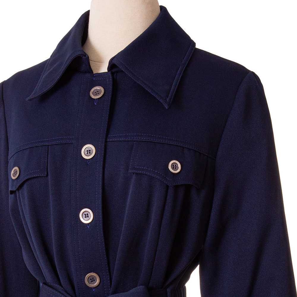 1970s Navy Blue Fitted Raincoat - image 4