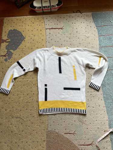 Mondi White abstract knit sweater (38) | Used,… - image 1