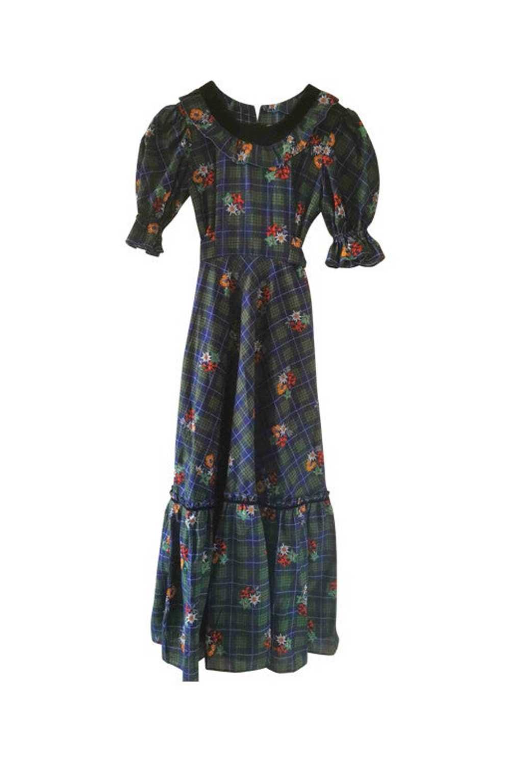 70's dress - 70's bohemian maxi dress with elasti… - image 1