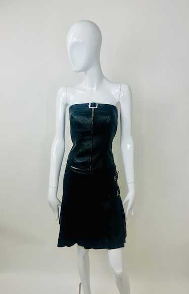 Thierry Mugler 90s Leather Strapless Top & Kilt