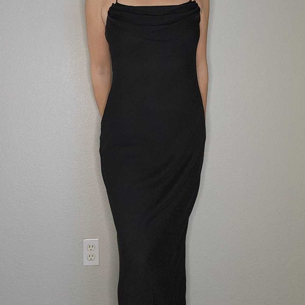 Onyx Nite Vintage 90s Long Black Cowl Neck Gown D… - image 1