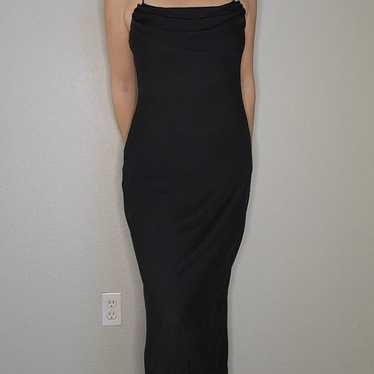 Onyx Nite Vintage 90s Long Black Cowl Neck Gown D… - image 1