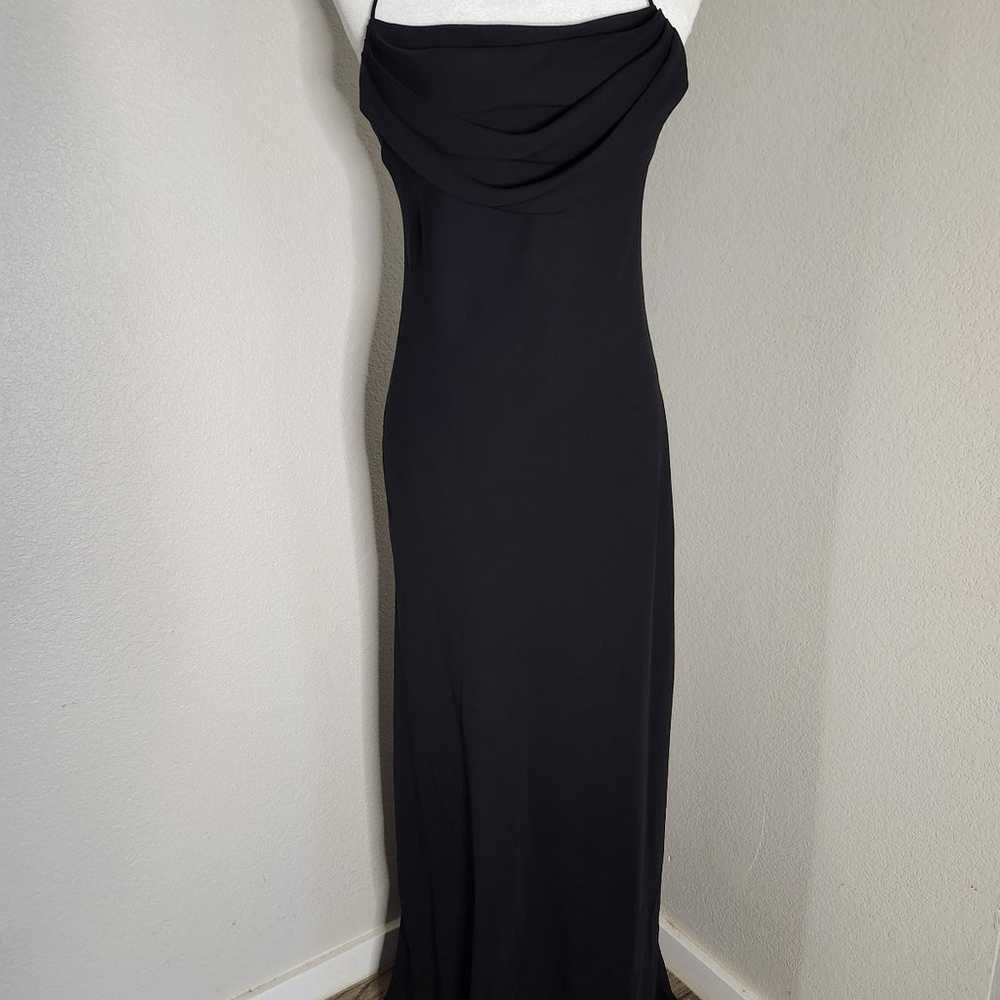 Onyx Nite Vintage 90s Long Black Cowl Neck Gown D… - image 3