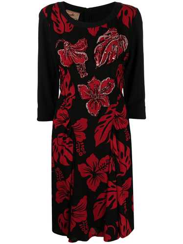 Prada Pre-Owned floral-print beaded shift dress -… - image 1
