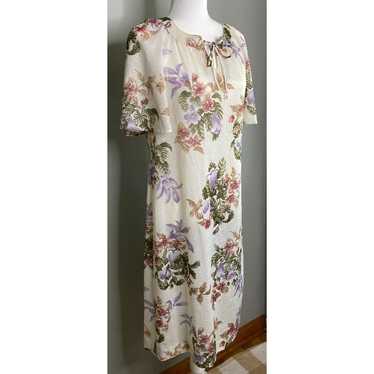 VTG Mynette Women's 14 Dress Sheer Tropical Flora… - image 1