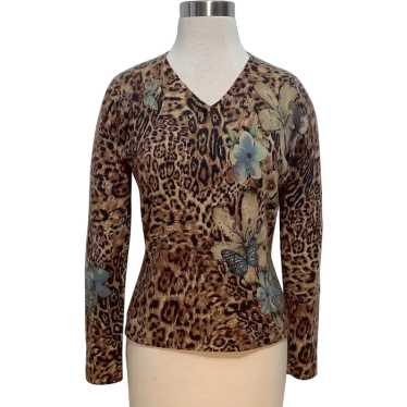 Cashmere Animal Print Pullover - Neiman Marcus Col