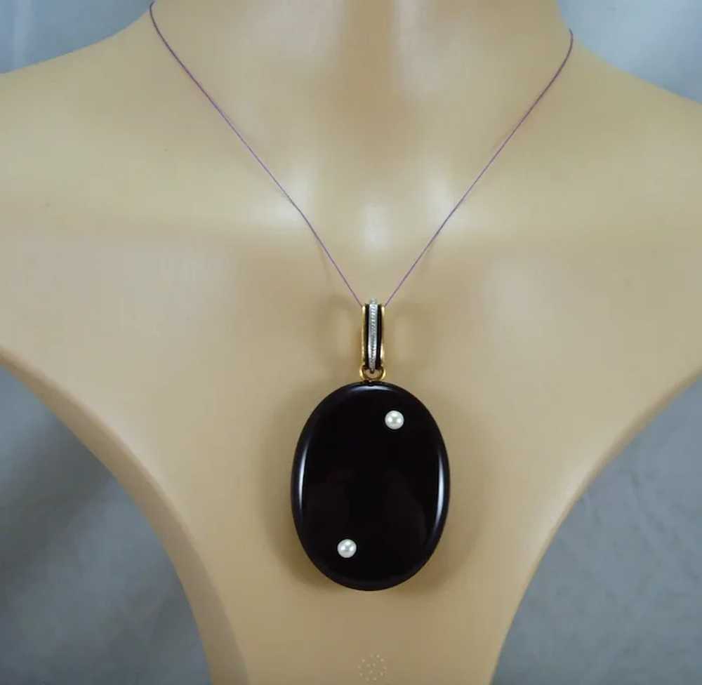 Antique Victorian solid 18ct gold large Onyx and … - image 2