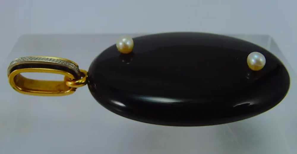 Antique Victorian solid 18ct gold large Onyx and … - image 4