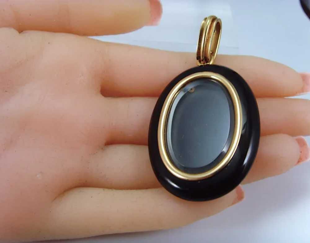 Antique Victorian solid 18ct gold large Onyx and … - image 6