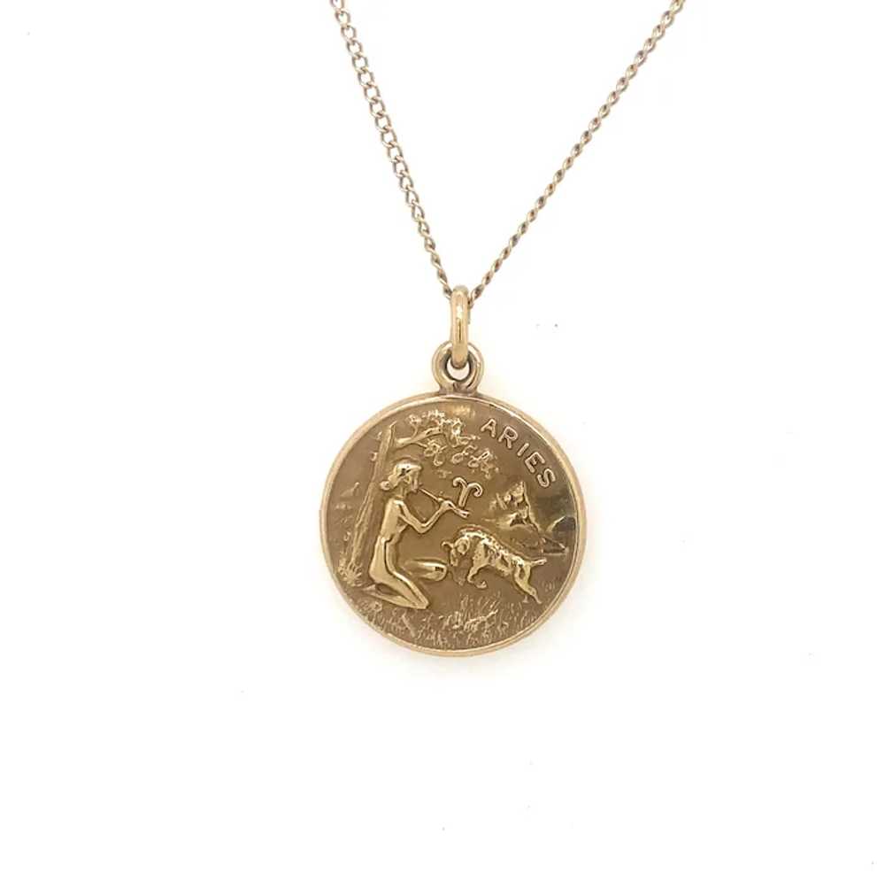Vintage Aries 14K Yellow Gold Pendant 24” Chain N… - image 2