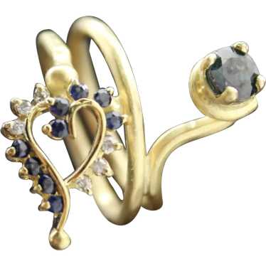 14k Gold Artisan Sapphire Heart Ring
