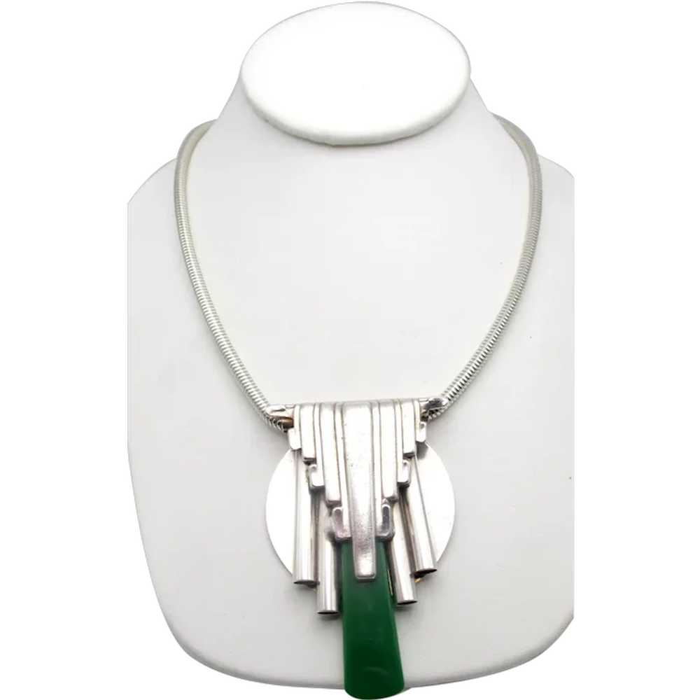 Art Deco German Chrome Galalith Necklace - image 1