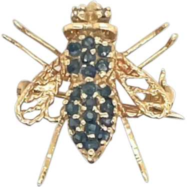 Bee or Fly Pendent or Pin 14k Sapphire