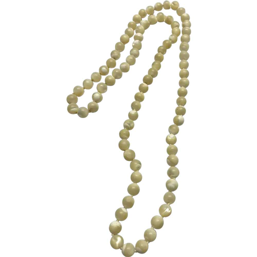 Vintage glass mother of pearl beaded necklace - image 1