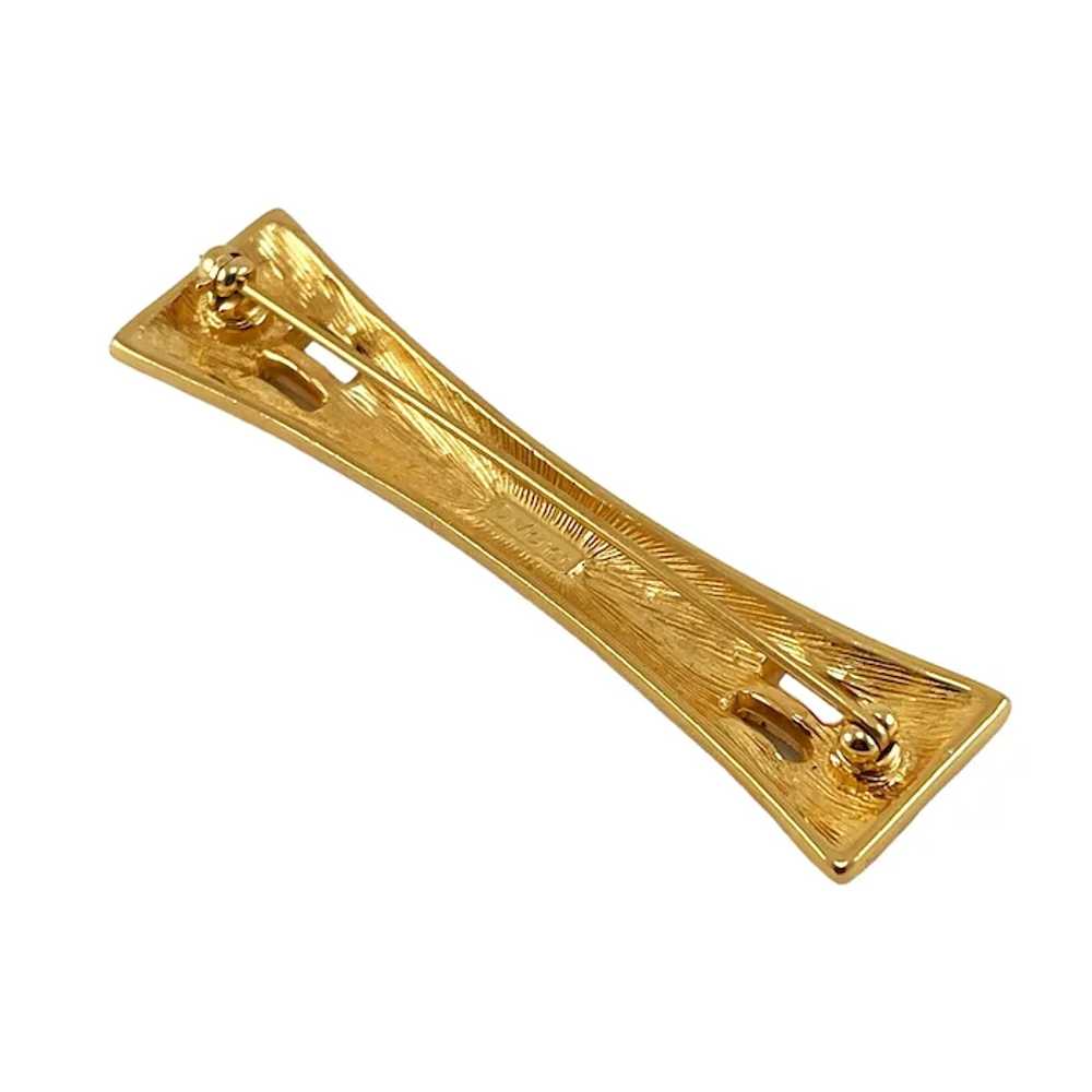 Monet Rhinestone Enamel Gold Plated Bar Brooch In… - image 7