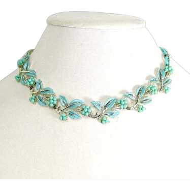 Coro Leaves and Berries Necklace – Turquoise Ename