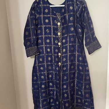 Pakistani style shalwar kameez, royal blue - image 1