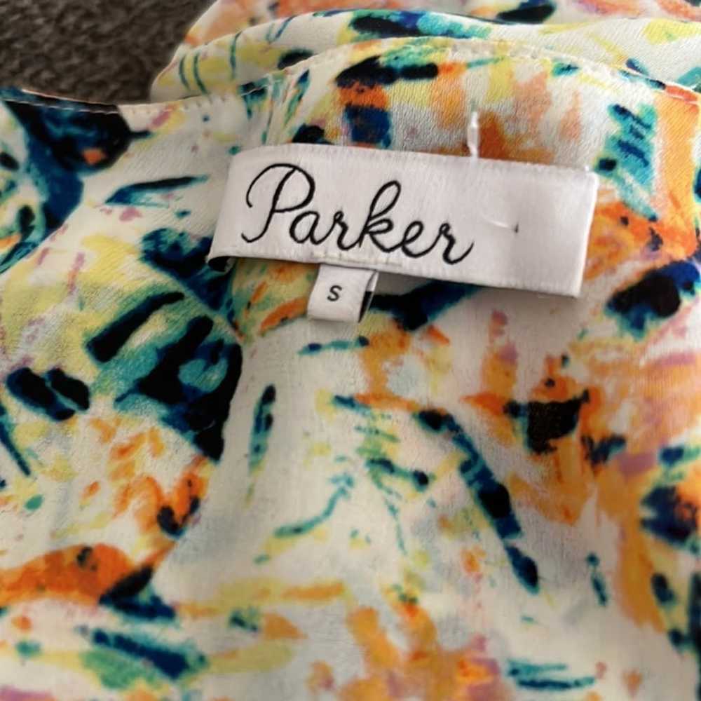 Parker Halle Silk Floral Cascading Ruffle High lo… - image 5