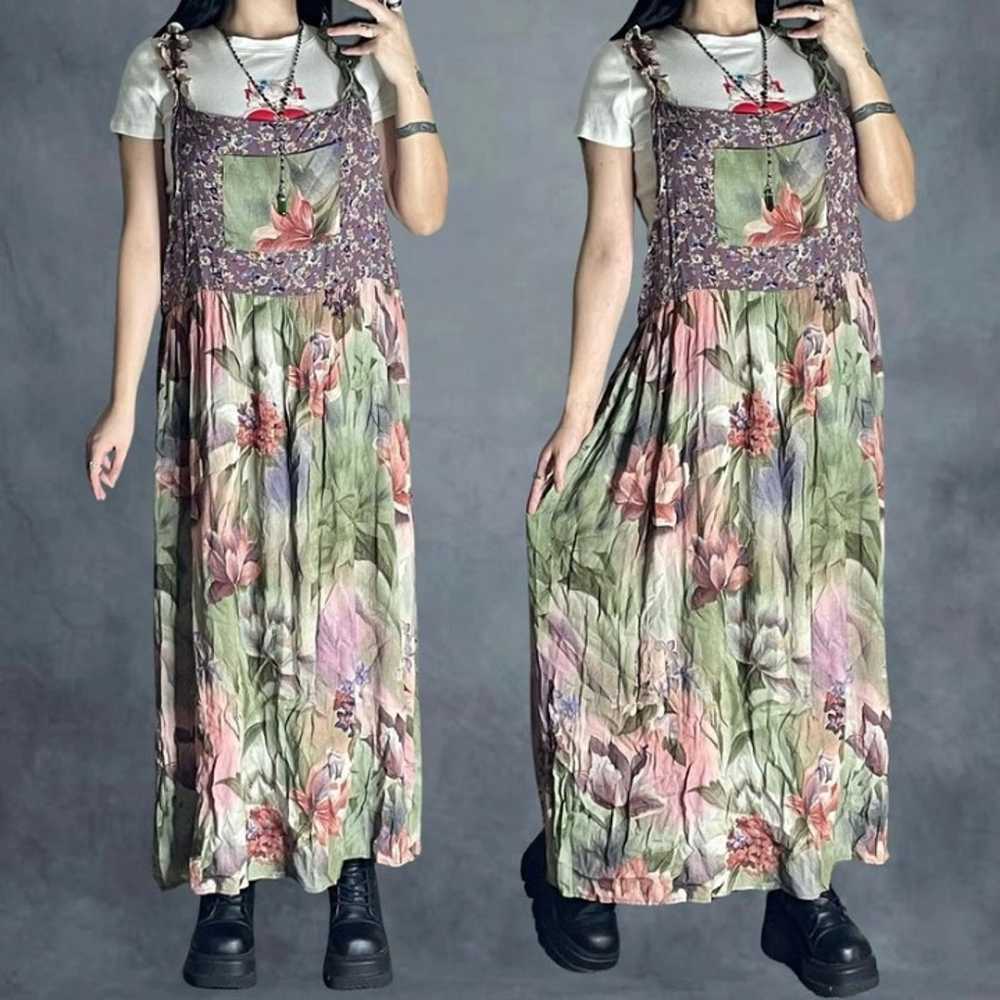 Women's fashion retro floral apron dress - image 1