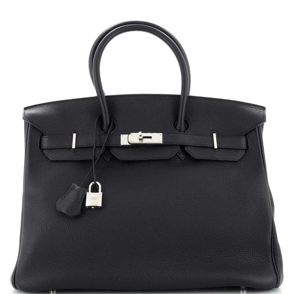 Hermes Birkin Handbag Noir Clemence with Palladiu… - image 1