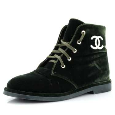 CHANEL Women's CC Desert Ankle Boots Velvet