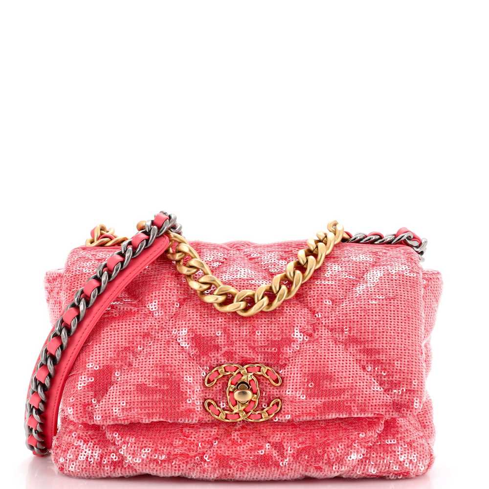 CHANEL 19 Flap Bag Quilted Sequins Medium - image 1