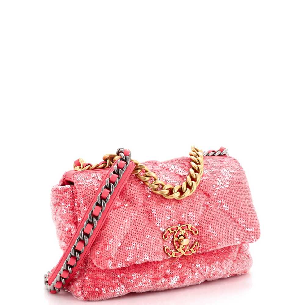 CHANEL 19 Flap Bag Quilted Sequins Medium - image 3