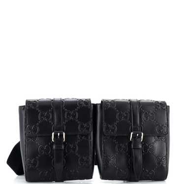 GUCCI Double Belt Bag GG Embossed Perforated Leat… - image 1