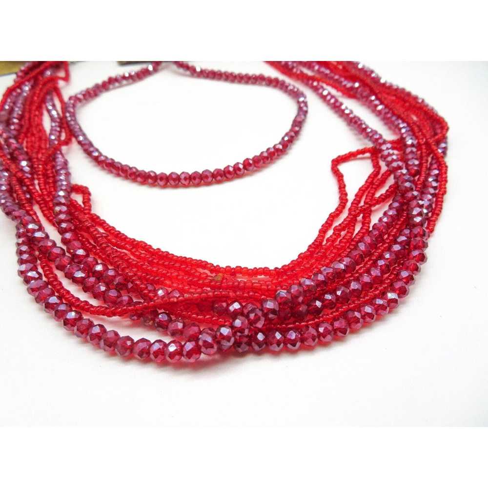 Vintage Retro Red Crystal Bead 2-In-1 Rhinestone … - image 3
