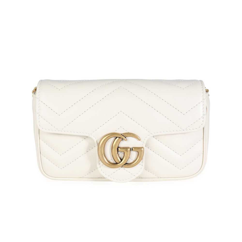 Gucci Gucci White Matelass√© Leather GG Marmont S… - image 1