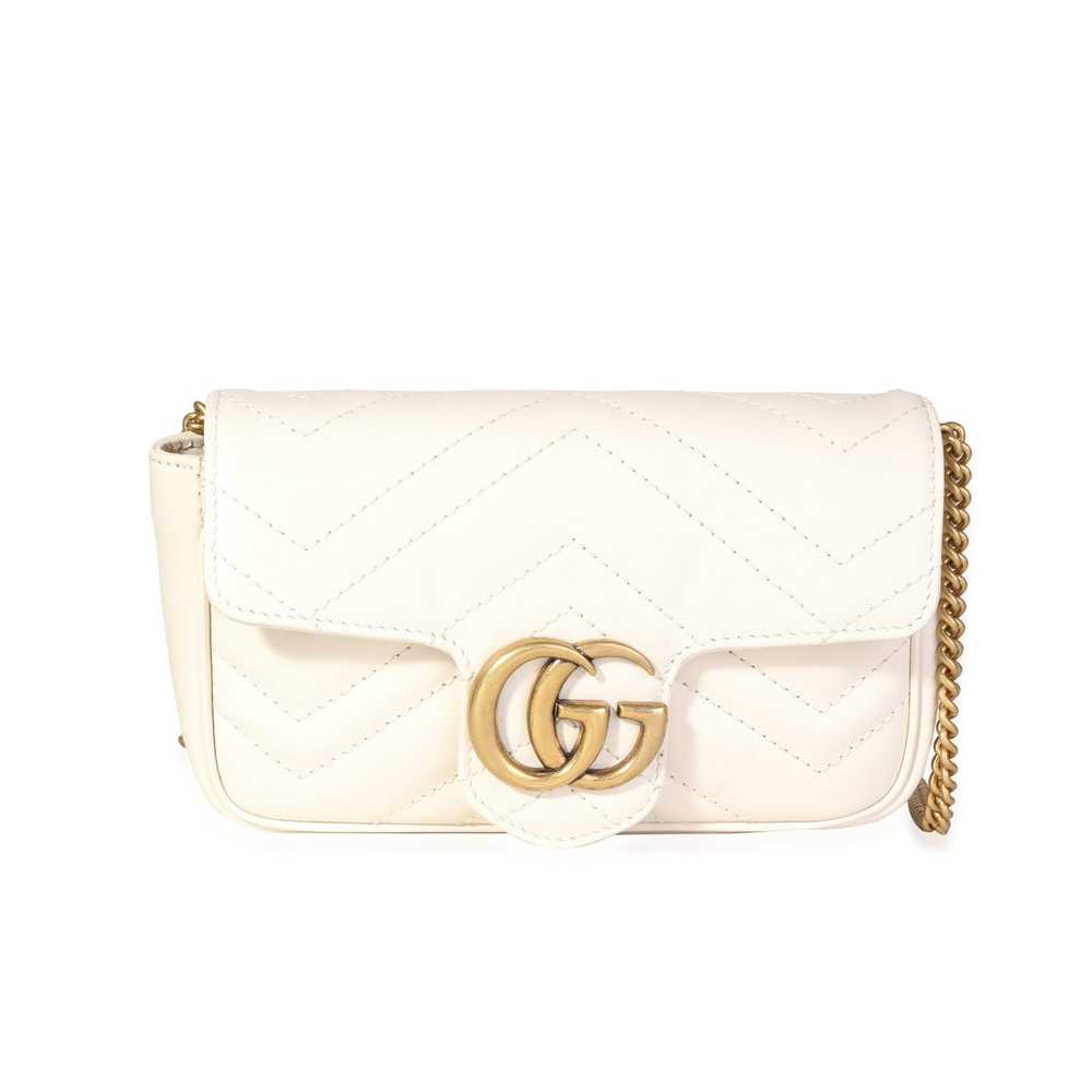 Gucci Gucci White Matelass√© Leather GG Marmont S… - image 1