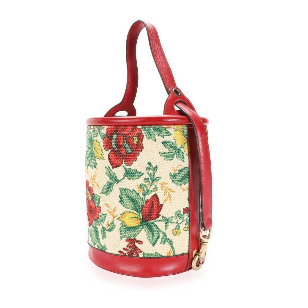Gucci Gucci Vintage Red Leather & Floral Tapestry… - image 2