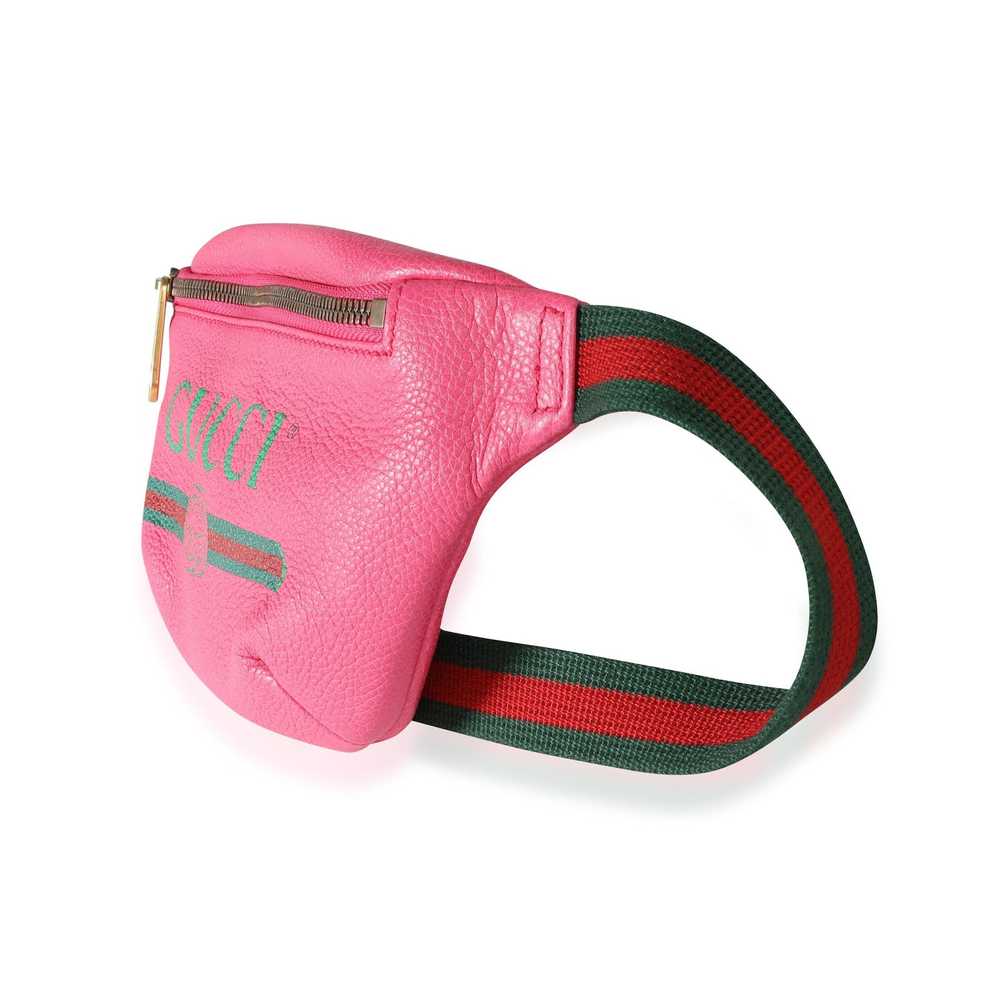 Gucci Gucci Hot Pink Logo Print Leather & Web Sma… - image 2