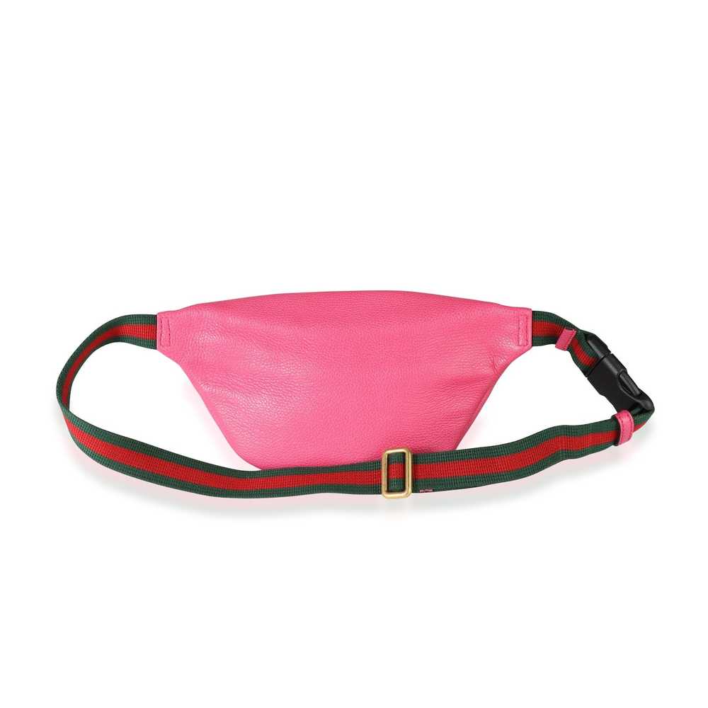 Gucci Gucci Hot Pink Logo Print Leather & Web Sma… - image 3