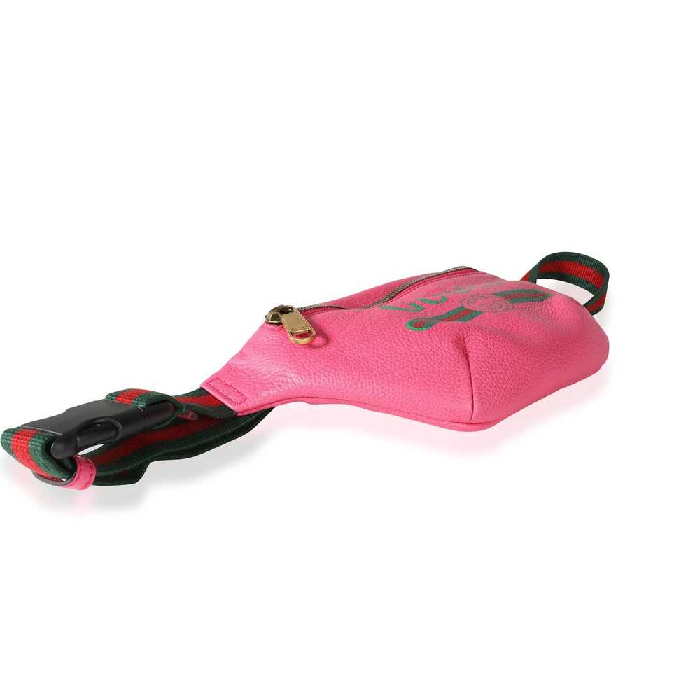 Gucci Gucci Hot Pink Logo Print Leather & Web Sma… - image 5