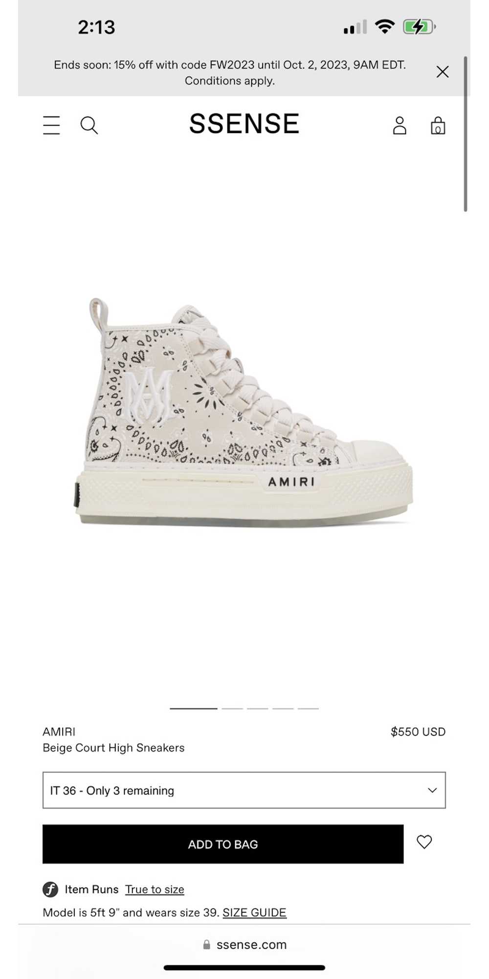 Amiri Amiri Beige Court Hi Sneakers - image 8