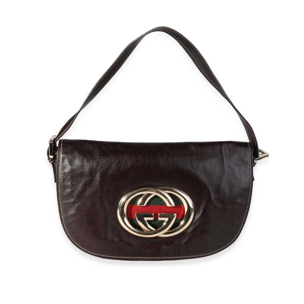 Gucci Gucci Brown Leather Medium Web Britt Should… - image 1