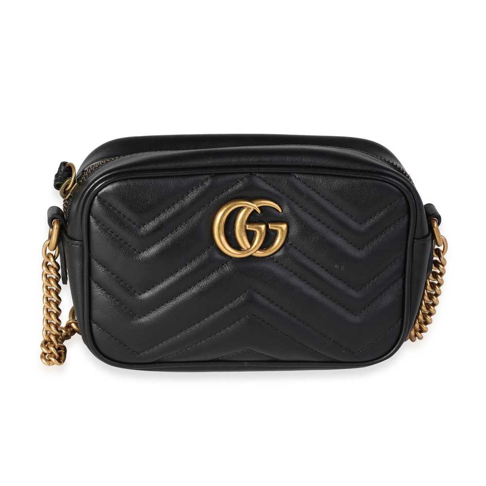 Gucci Gucci Black Matelassé Leather Mini GG Marmo… - image 1