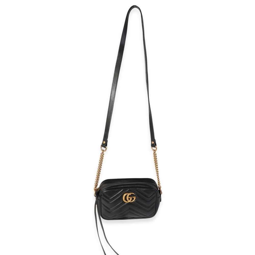 Gucci Gucci Black Matelassé Leather Mini GG Marmo… - image 4