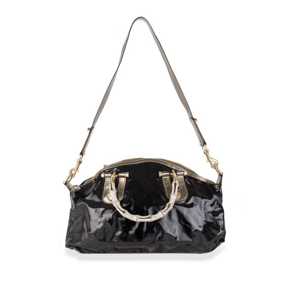 Gucci Gucci Black Dialux Pop Bamboo Top Handle Bag - image 3