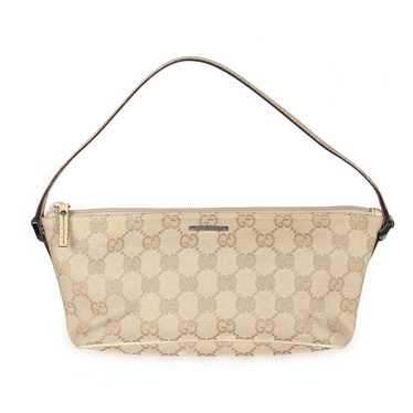 Gucci Gucci Beige GG Canvas & Leather Pochette - image 1