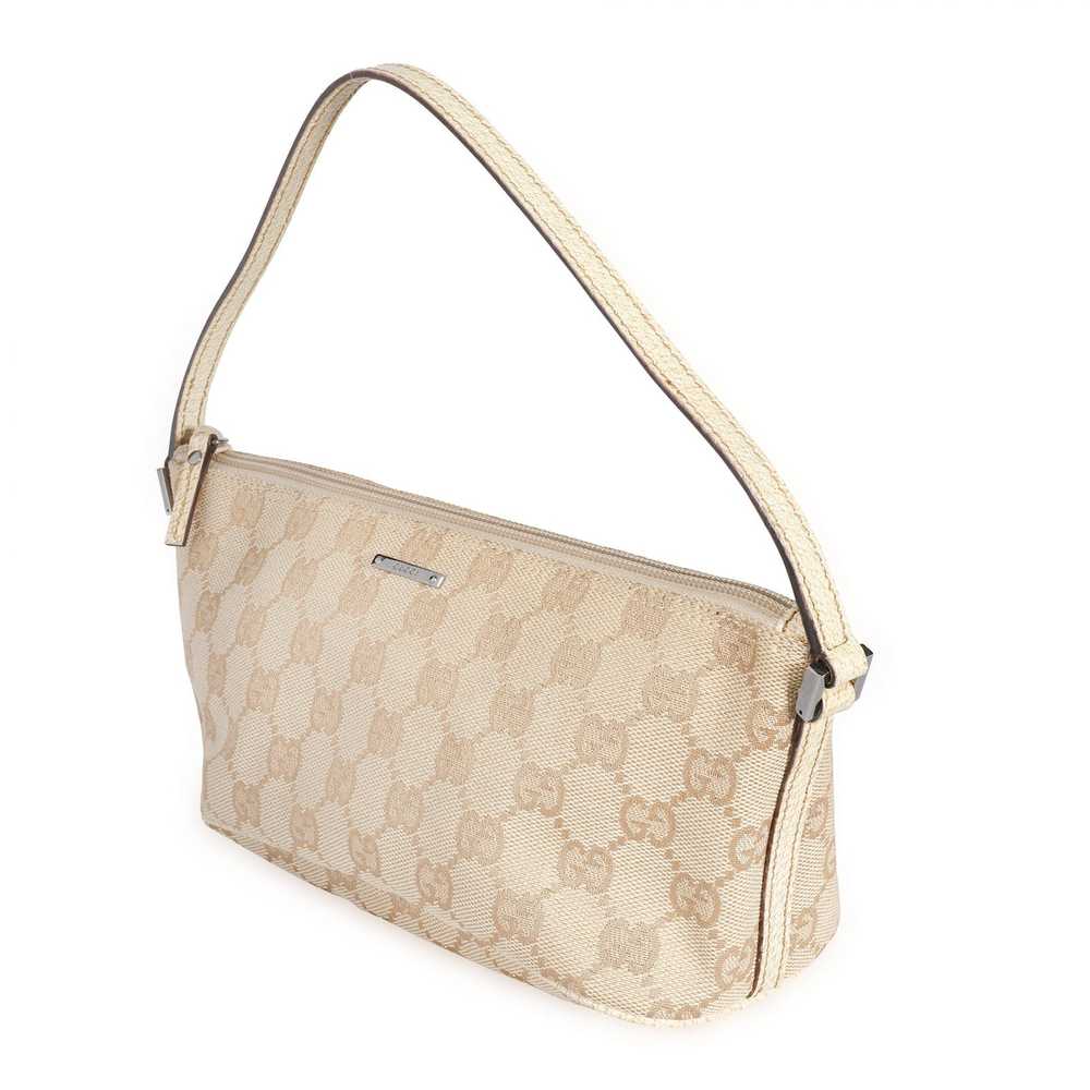 Gucci Gucci Beige GG Canvas & Leather Pochette - image 2