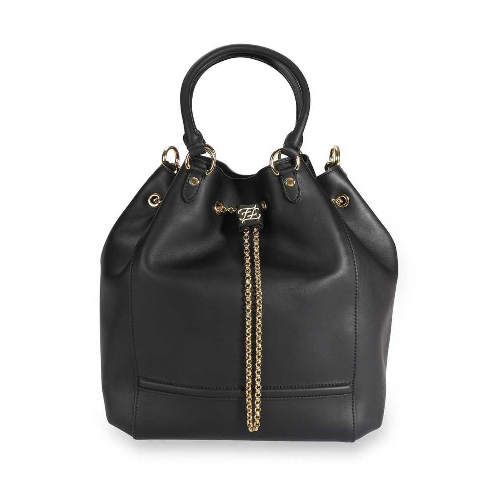 Fendi Fendi Black Vitello Leather Karligraphy Cha… - image 1