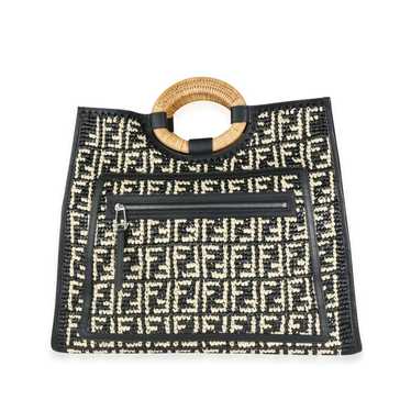 Fendi Fendi Black & White Raffia Large Runaway Sh… - image 1