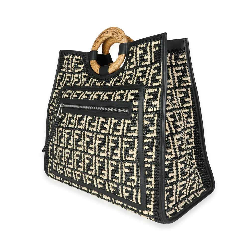 Fendi Fendi Black & White Raffia Large Runaway Sh… - image 2